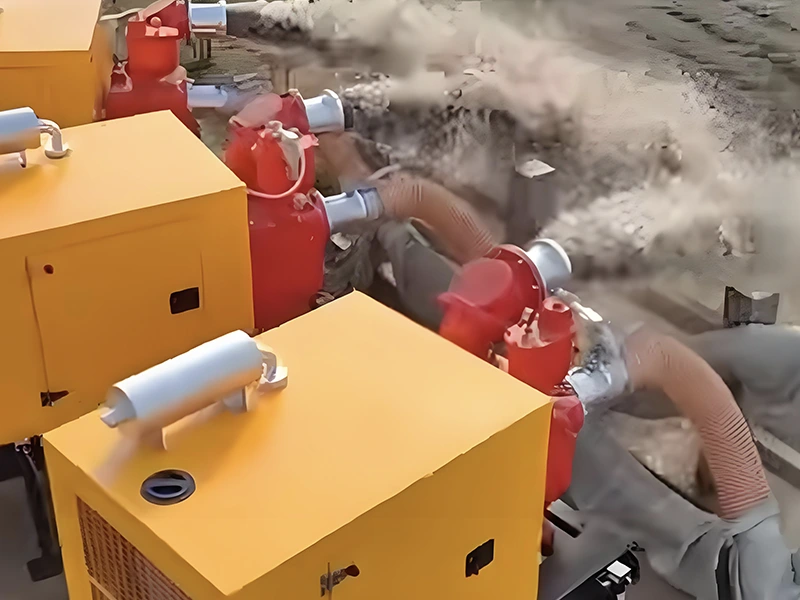 Jianghe Flood Prevention Products اپ گريڊ ڊيزل انجڻ هلائيندڙ واٽر پمپ سيٽ موثر سيلاب جي نيڪال جي صلاحيت کي وڌائڻ لاءِ